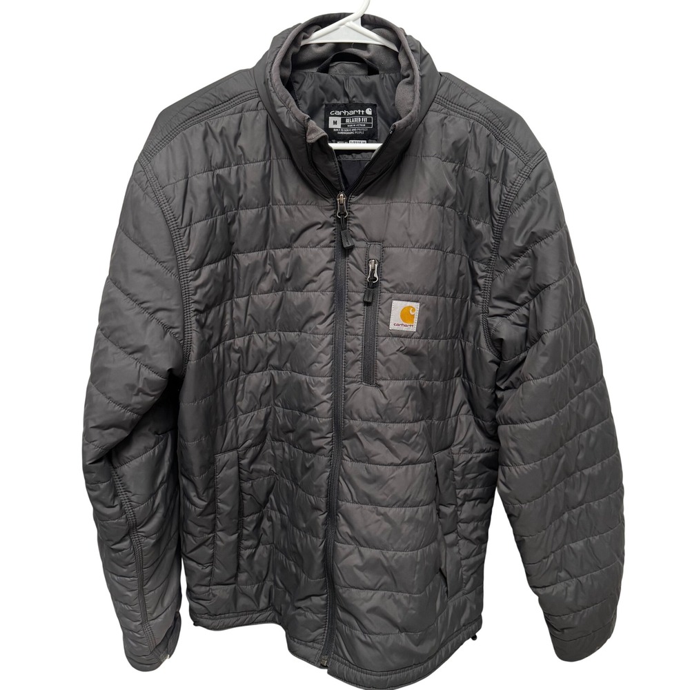 Carhartt Rain Defender Relaxed Fit Insulated Jacket Gray Men Medium Quilted